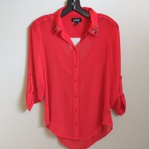 Red Sheer Blouse